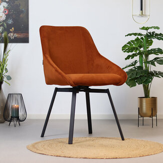 Eetkamerstoel draaibaar Luna ribstof koper