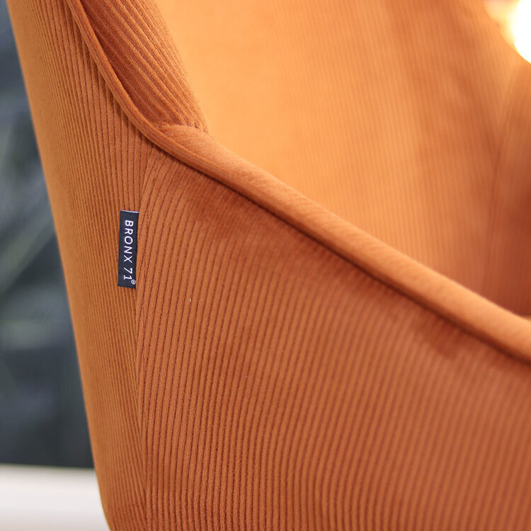 Eetkamerstoel draaibaar Luna ribstof koper