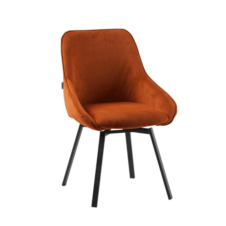 Eetkamerstoel draaibaar Luna ribstof koper