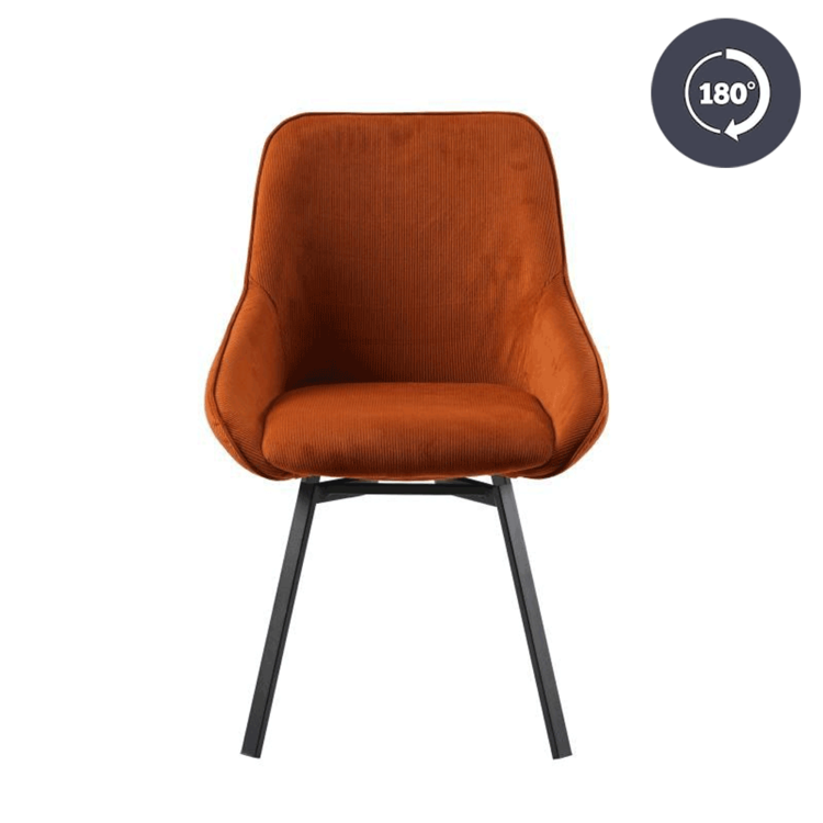 Eetkamerstoel draaibaar Luna ribstof koper