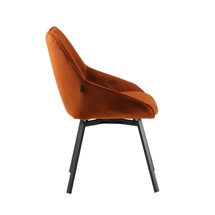 Eetkamerstoel draaibaar Luna ribstof koper