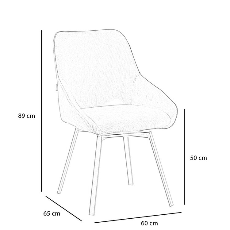 Eetkamerstoel draaibaar Luna ribstof koper