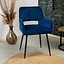 Velvet eetkamerstoel Mika donkerblauw