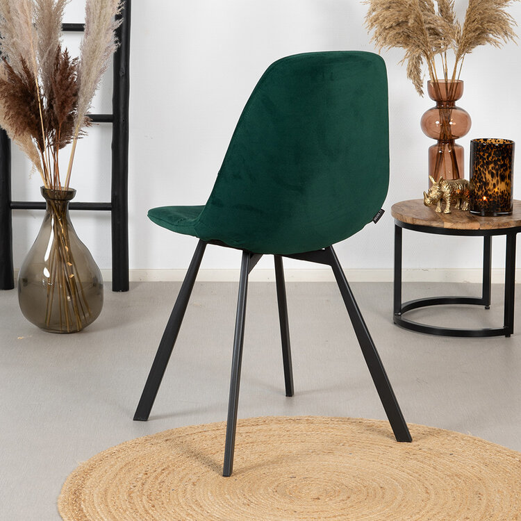 Velvet eetkamerstoel Logan groen