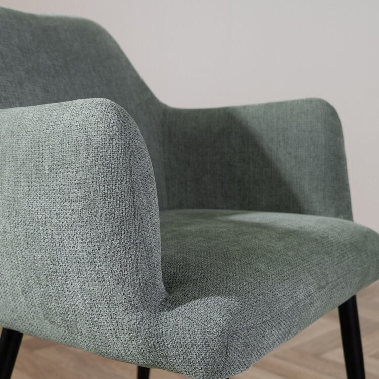 Scandinavische eetkamerstoel Lars groen gerecyclede stof