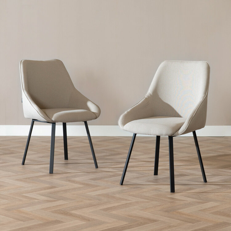 Scandinavische eetkamerstoel Lova gerecyclede stof taupe