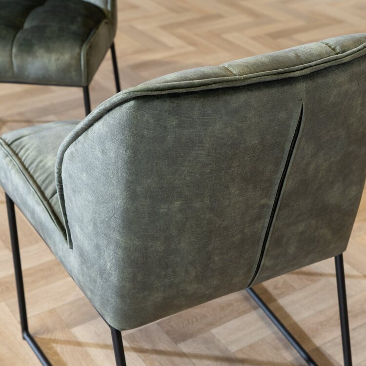 Velvet eetkamerstoel Janna groen