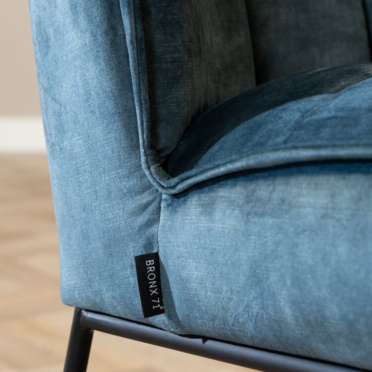Velvet eetkamerstoel Janna blauw