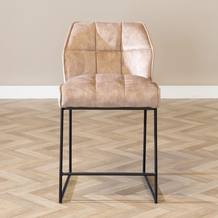 Velvet barkruk Janna taupe 70 cm