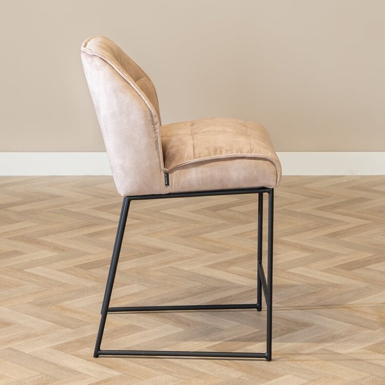 Velvet barkruk Janna taupe 70 cm