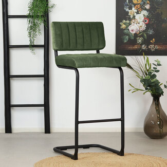 Velvet barkruk Eva groen 77 cm