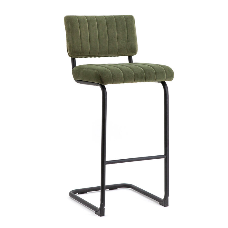 Velvet barkruk Eva groen 77 cm