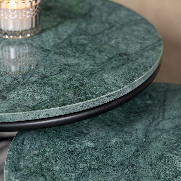 Marmeren salontafel set Mia groen (2 stuks)
