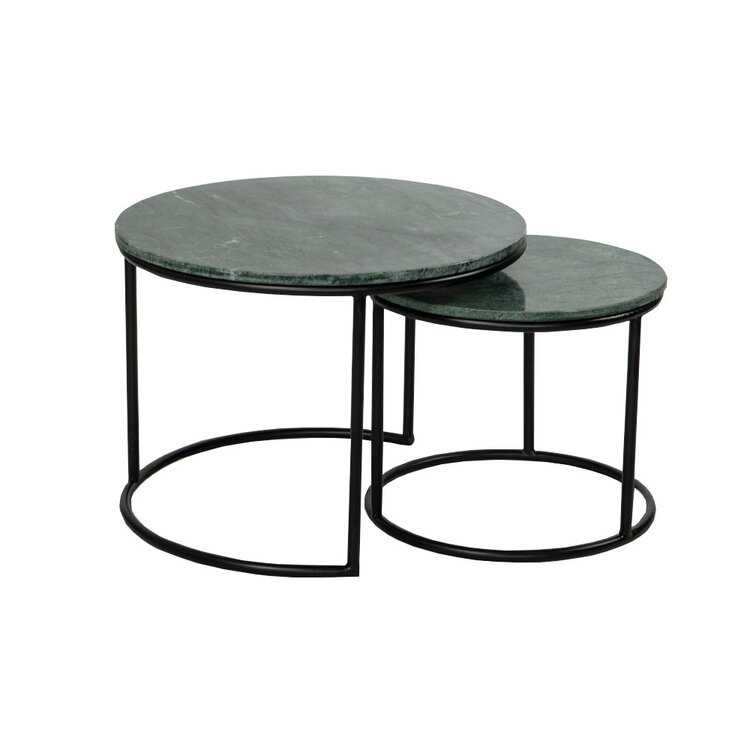 Marmeren salontafel set Mia groen (2 stuks)