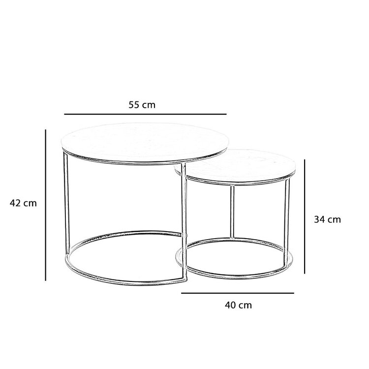 Marmeren salontafel set Mia groen (2 stuks)