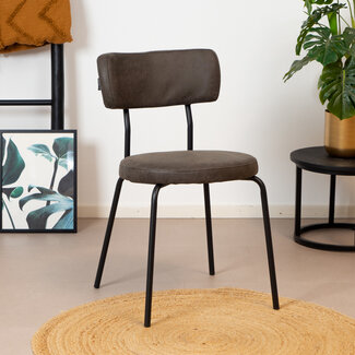 Industriële eetkamerstoel Lyon antraciet eco-leer