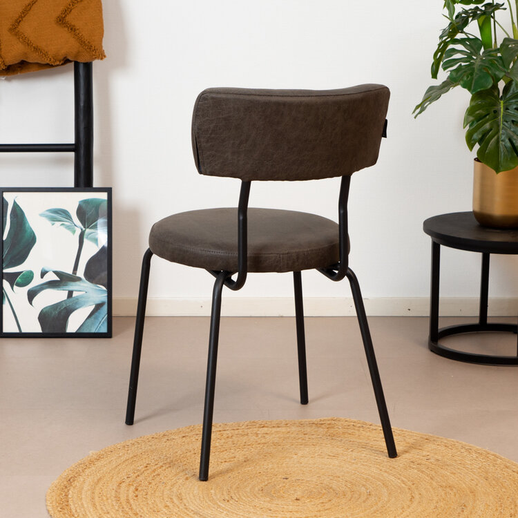 Industriële eetkamerstoel Lyon antraciet eco-leer stapelbaar