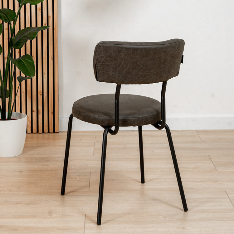 Industriële eetkamerstoel Lyon antraciet eco-leer stapelbaar