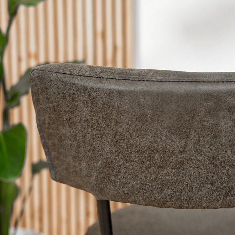 Industriële eetkamerstoel Lyon antraciet eco-leer stapelbaar