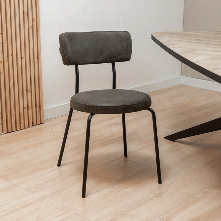 Industriële eetkamerstoel Lyon antraciet eco-leer stapelbaar