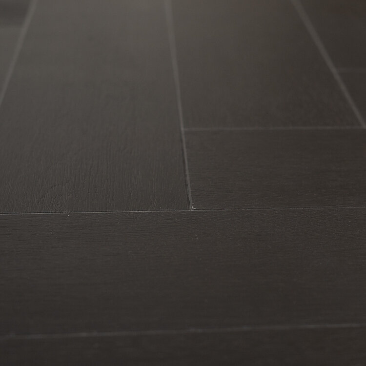 Tafelblad ovaal visgraat Nina PVC zwart 240 x 110 cm