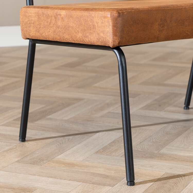 Industriële eetkamerbank Espen cognac eco-leer 190 cm