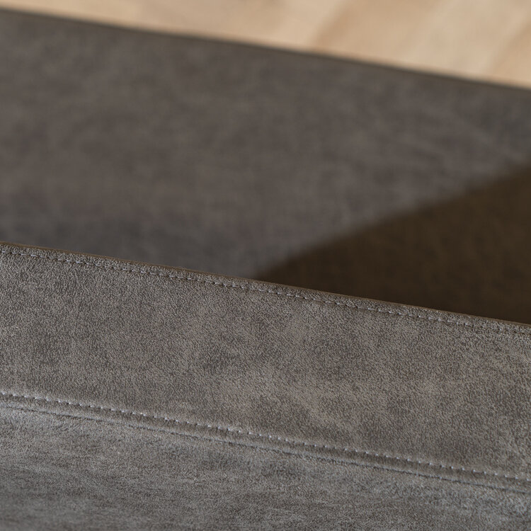 Industriële eetkamerbank Espen antraciet eco-leer 190 cm
