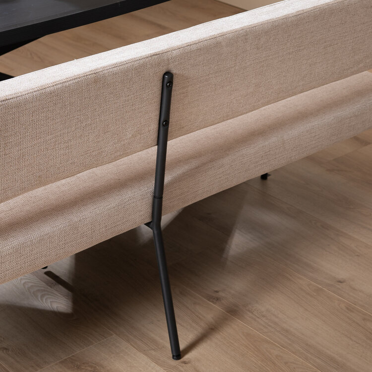 Scandinavische eetkamerbank Espen beige gerecyclede stof 190 cm