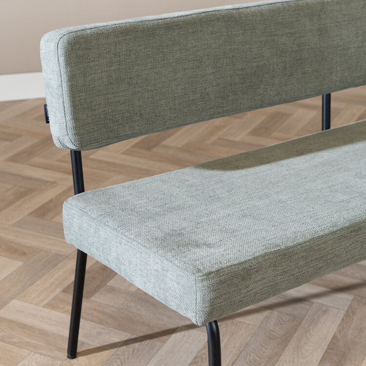 Scandinavische eetkamerbank Espen groen gerecyclede stof 190 cm