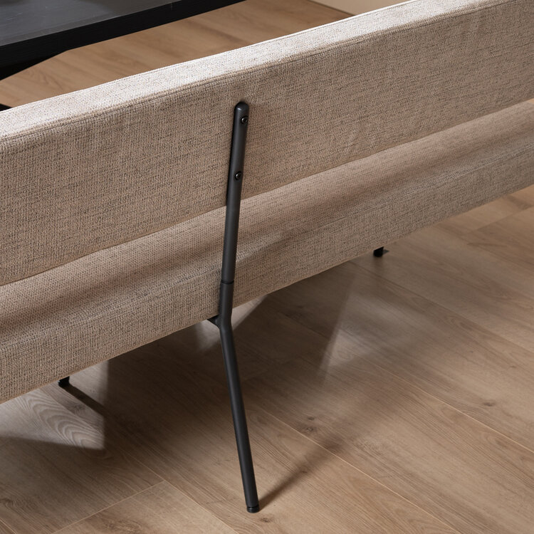 Scandinavische eetkamerbank Espen taupe gerecyclede stof 190 cm