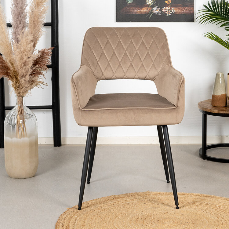 Velvet eetkamerstoel Mika taupe