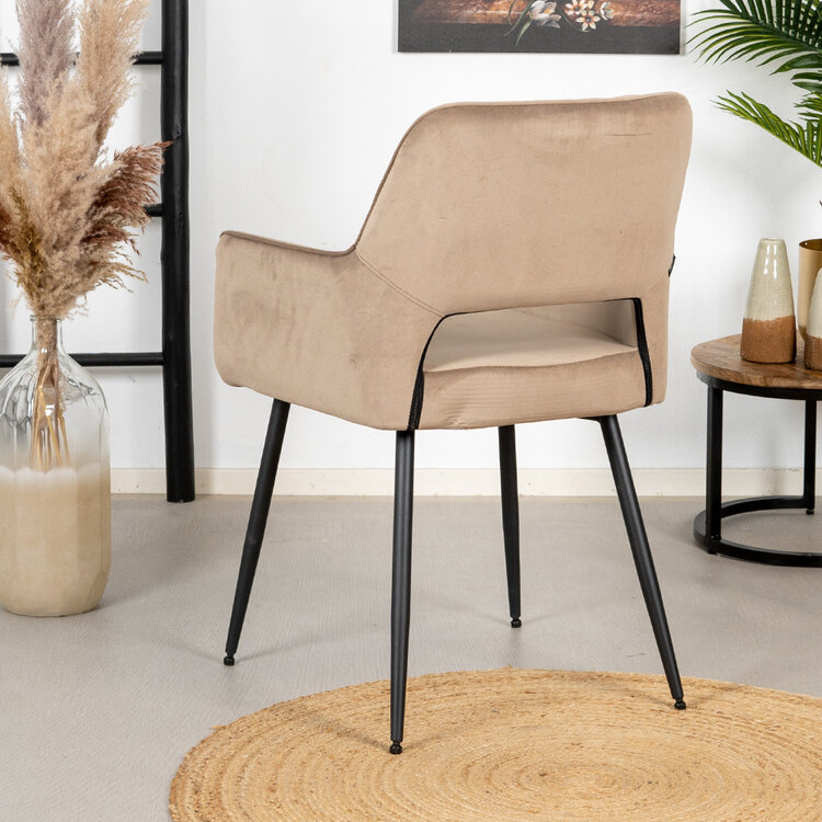 Velvet eetkamerstoel Mika taupe
