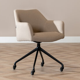 Eetkamerstoel met wieltjes Isak taupe gerecyclede stof