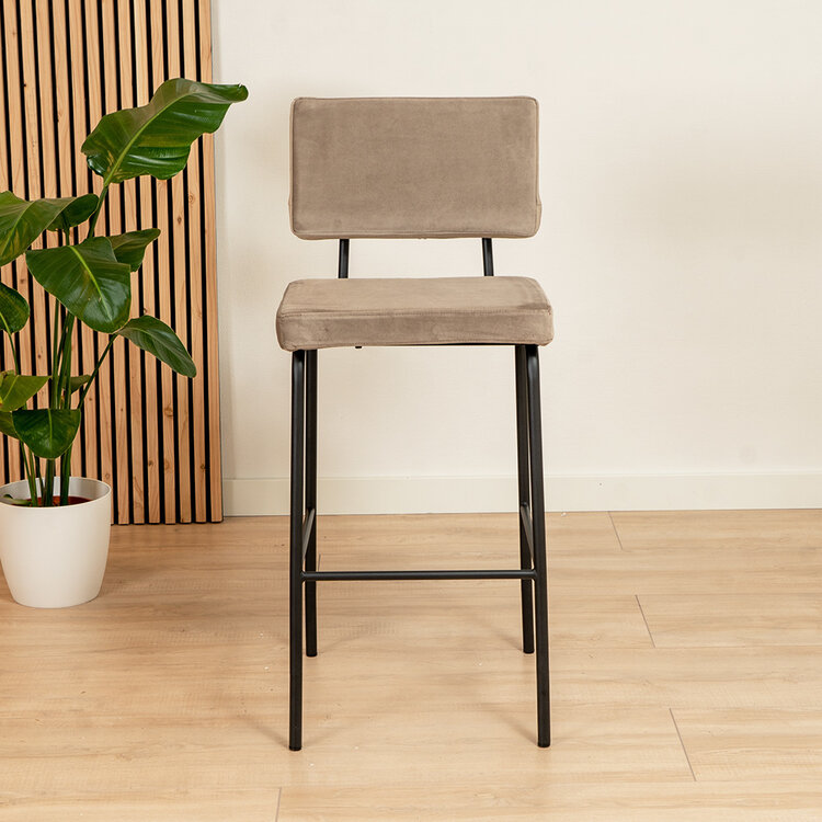 Velvet barkruk Espen taupe 64-77 cm