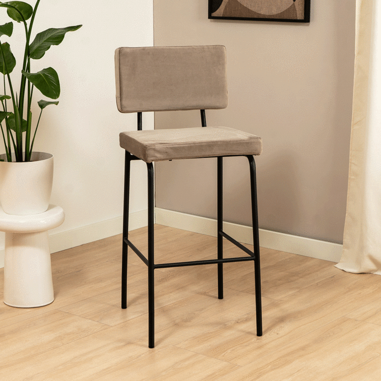 Velvet barkruk Espen taupe 64-77 cm