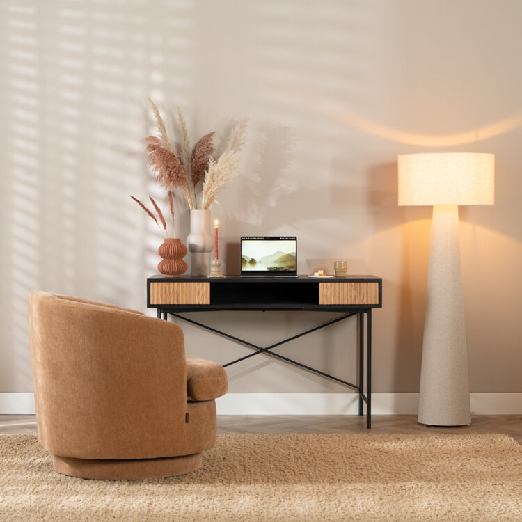 Bureau Maury zwart/blank eiken 120x55x77 cm