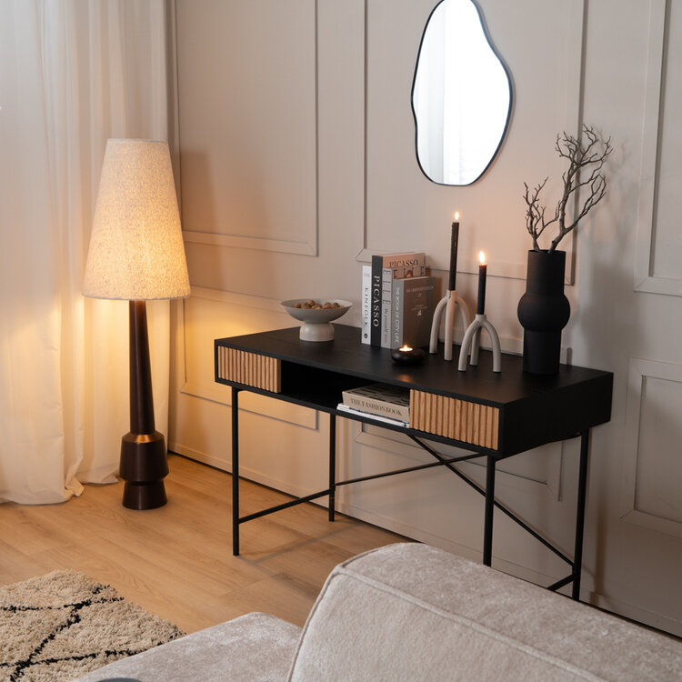 Bureau Maury zwart/blank eiken 120x55x77 cm