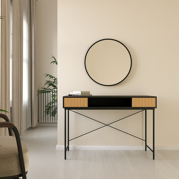 Bureau Maury zwart/blank eiken 120x55x77 cm