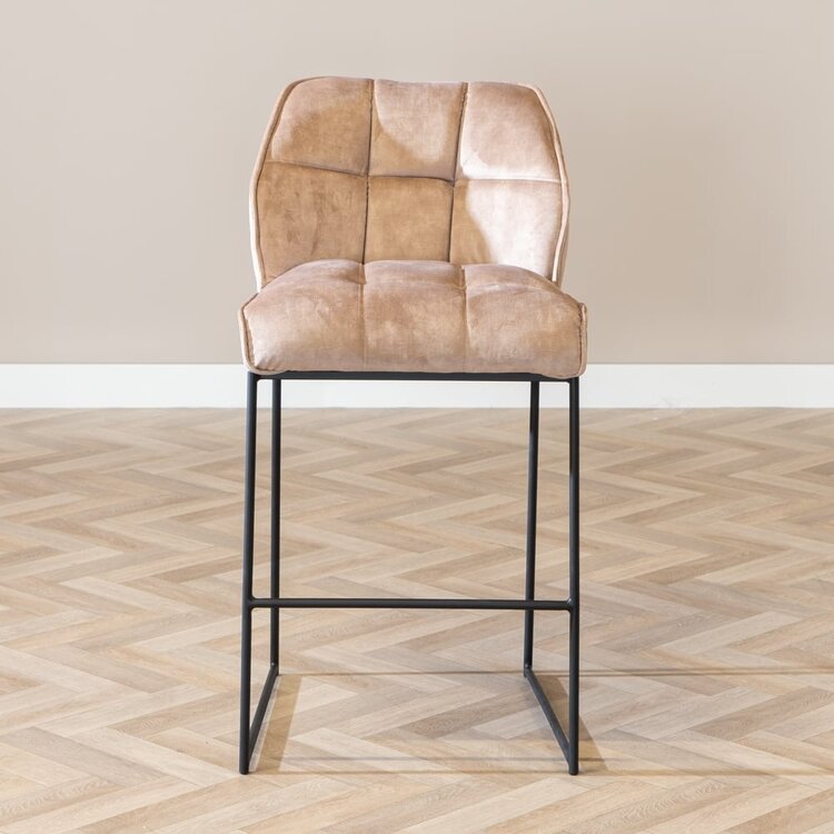 Velvet barkruk Janna taupe 82 cm