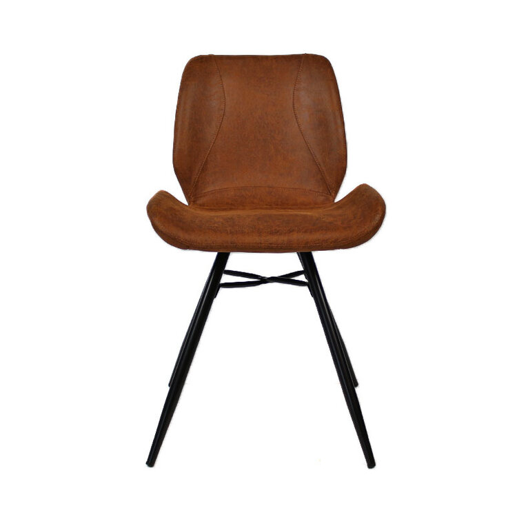 Industriële eetkamerstoel Barrel cognac eco-leer