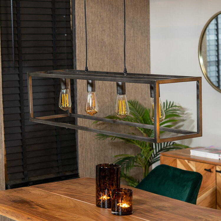 Industriële hanglamp Brushed Cube 4-lichts donker grijs