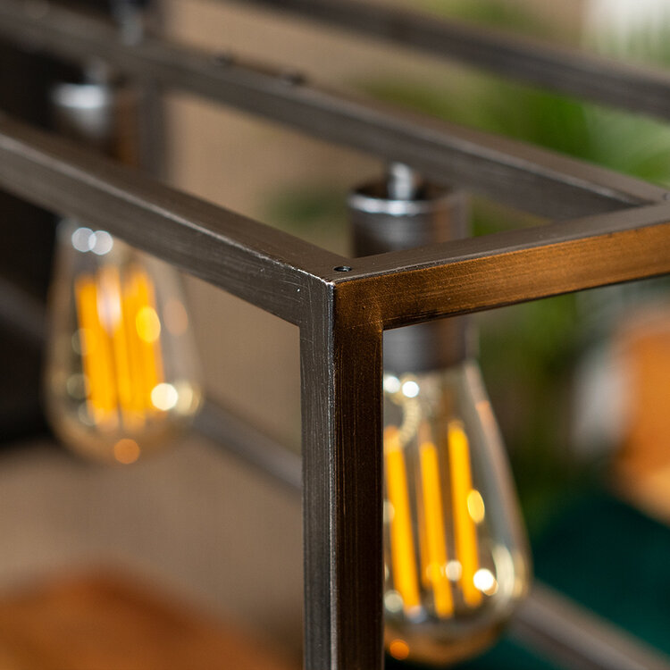 Industriële hanglamp Brushed Cube 4-lichts donker grijs