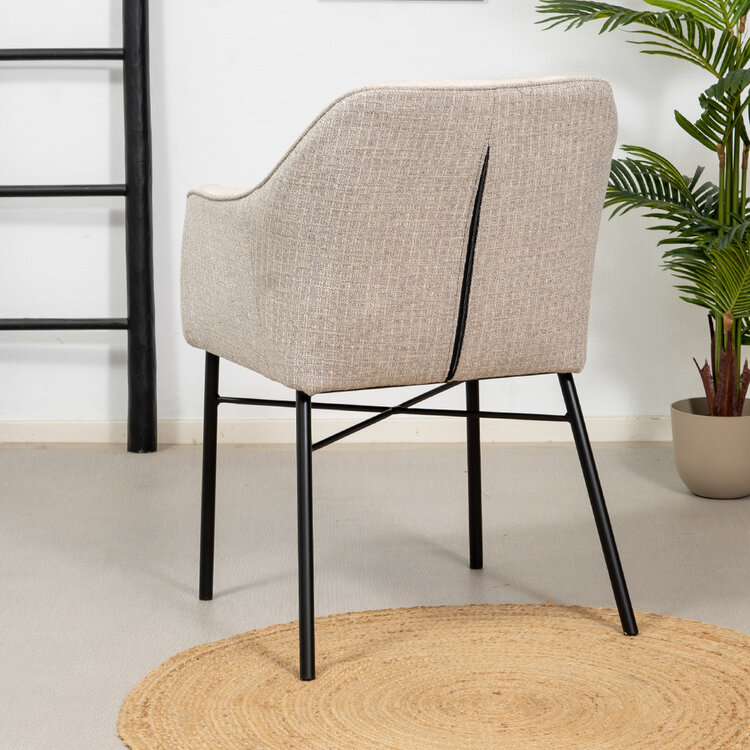 Eetkamerstoel Chicago velvet/ geweven stof beige