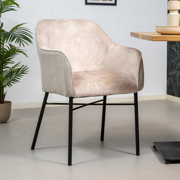 Eetkamerstoel Chicago velvet/ geweven stof beige