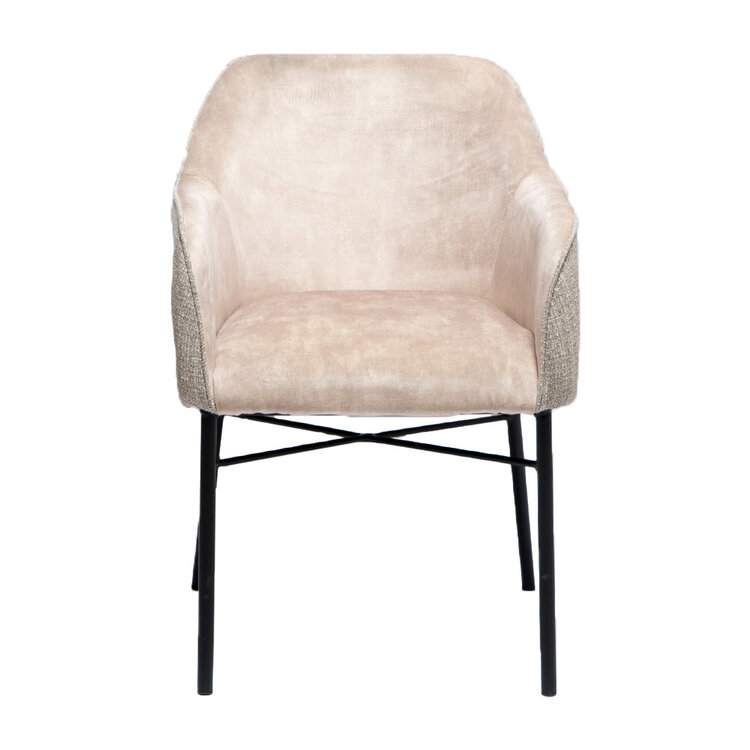Eetkamerstoel Chicago velvet/ geweven stof beige
