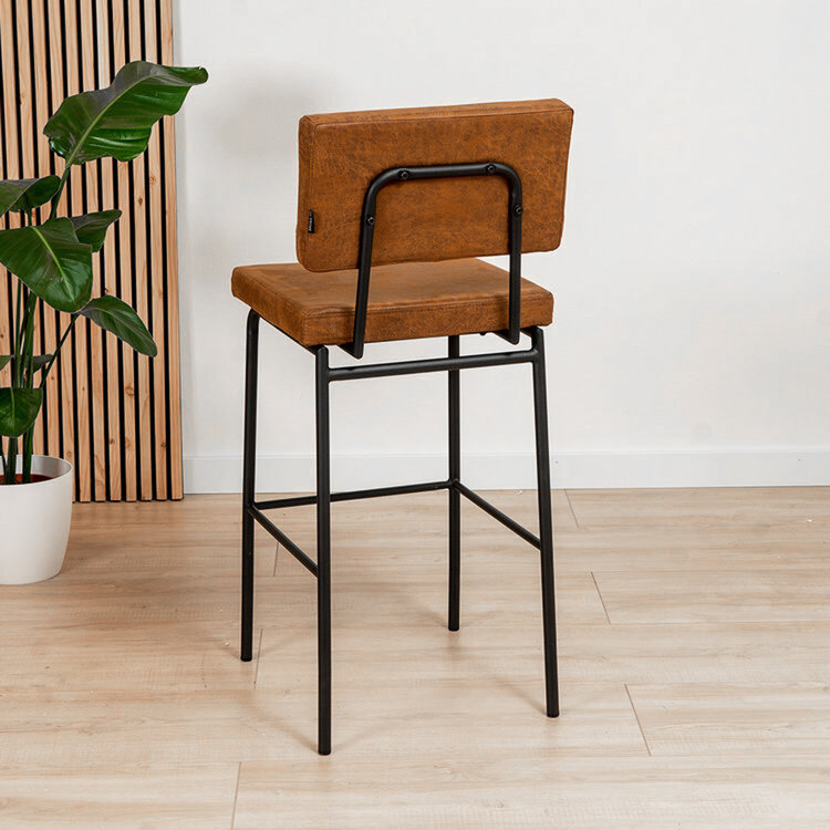 Industriële barkruk Espen cognac eco-leer 64-77 cm