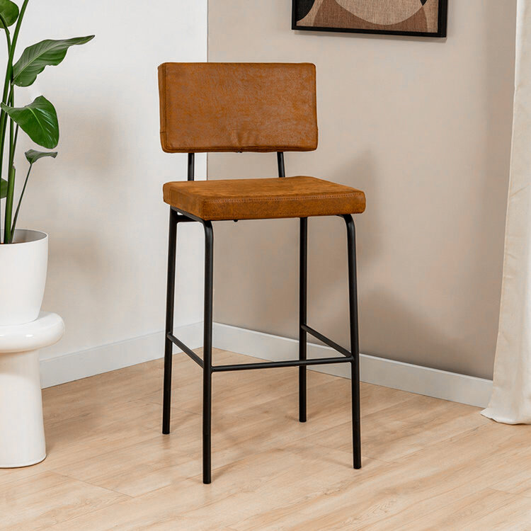 Industriële barkruk Espen cognac eco-leer 64-77 cm