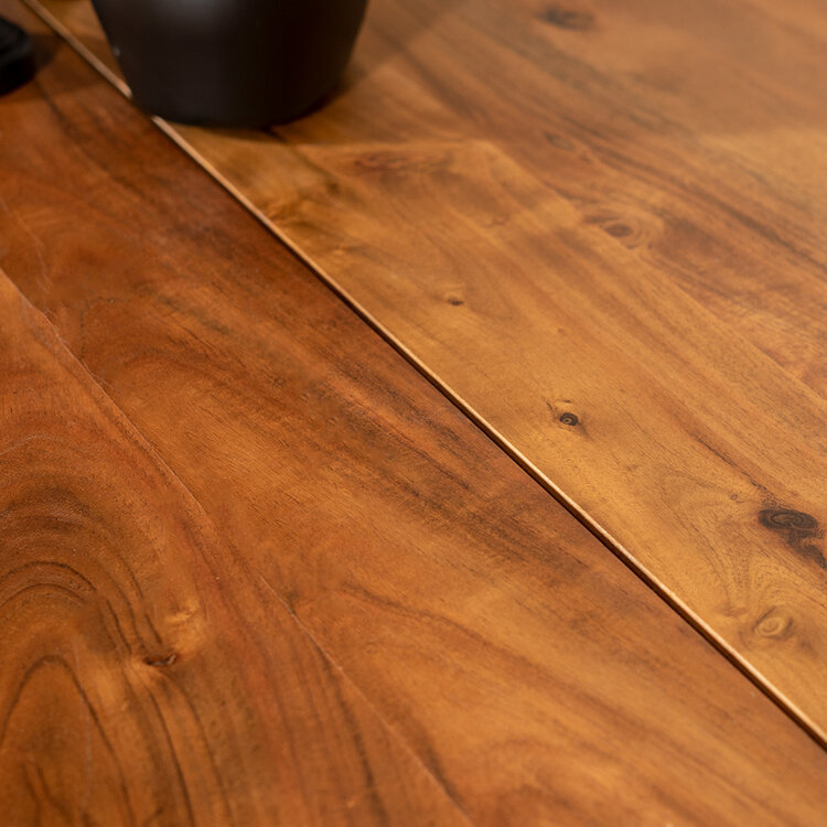 Eetkamertafel boomstam Richy acaciahout verstelbare tafelpoten 180 x 90 cm