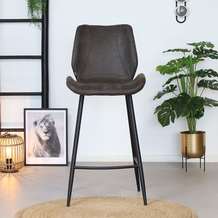 Industriële barkruk Barrel antraciet eco-leer 69 cm