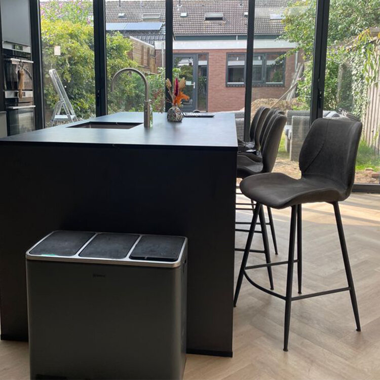 Industriële barkruk Barrel antraciet eco-leer 69 cm